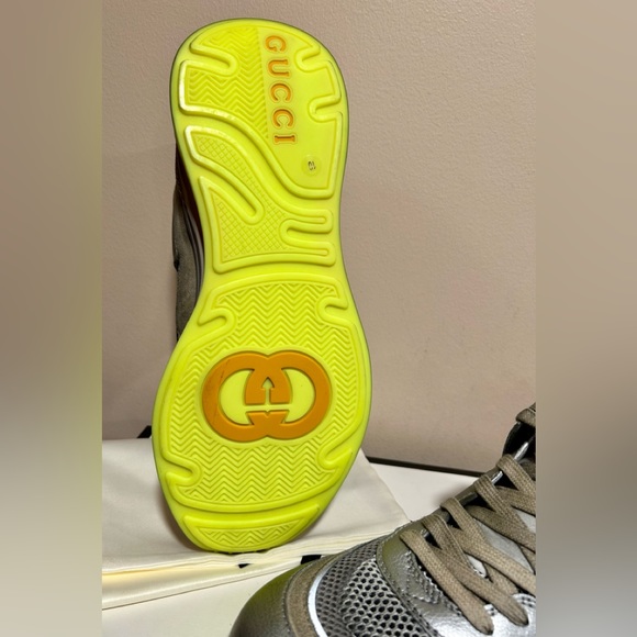 Gucci Ultrapace Metallic Leather, Suede, and fabric sneakers. - Picture 5 of 7